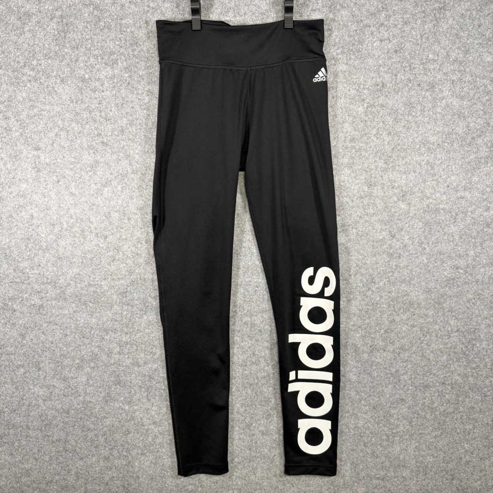 Adidas Climalite Leggings Womens Small Black Graphic Logo CG0720 High Rise